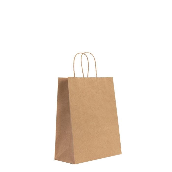 Burgu Saplı Kraft Kağıt Çanta 33x33x20 cm x 200 Adet (Koli)