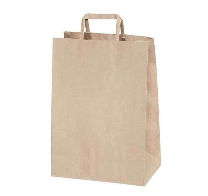 Flat Saplı Kraft Kağıt Çanta 32x16x26 cm - 250 Adet (Koli)