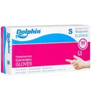 Dolphin Beyaz Vinil Muayene Eldiveni Pudrasız (S) 100 Adet (Paket)