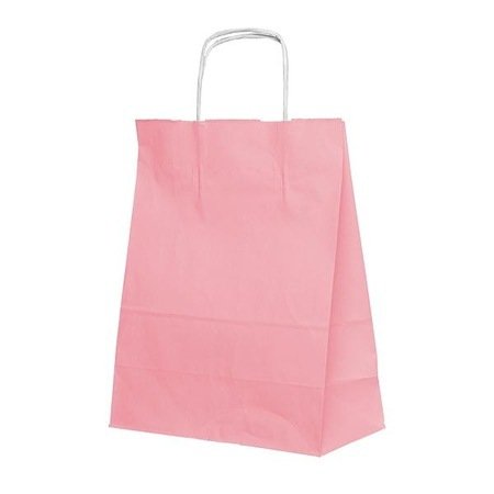 Karton Çanta Büküm Saplı Pembe Sade 25x31 cm1 Adet