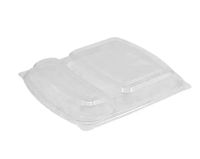 2 Bölmeli Yemek Kabı - Kapak Siyah 50 Adet (Paket)