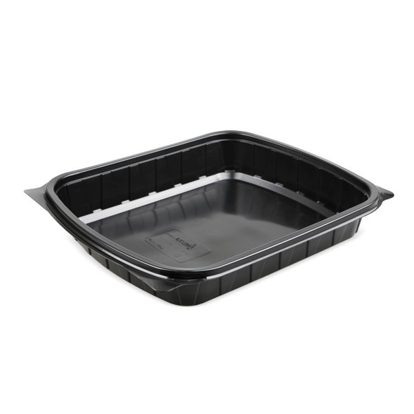 PP Bölmesiz Yemek Kabı - Siyah Gövde - 50 Adet x 6 Paket (Koli)