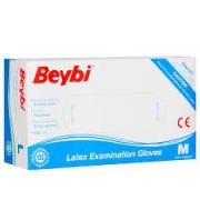 Beybi Beyaz Lateks Muayene Eldiveni Pudralı (M) 100 Adet (Paket)