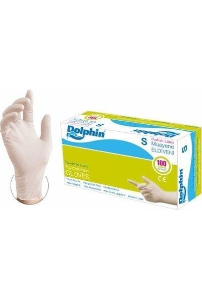 Dolphin Beyaz Lateks Muayene Eldiveni Pudralı (S) 100 Adet x 20 Paket (Koli)