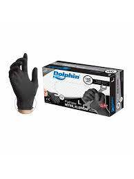 Dolphin Siyah Nitril Eldiven Pudrasız (L) - 100 Adet (Paket)